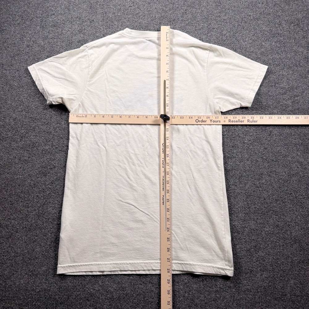 Patagonia Graphic T-Shirt Mens Medium Cream Blue Flying Fish Trident Slim Fit - Picture 12 of 15